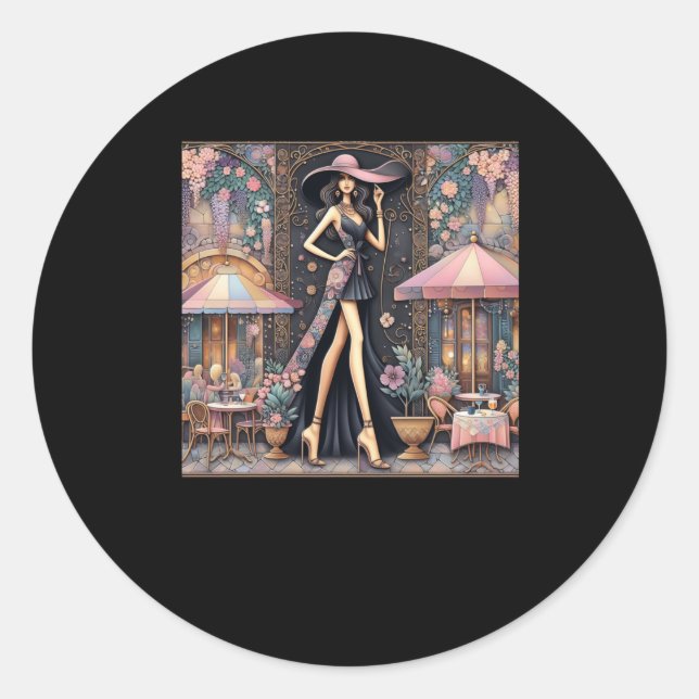 Redonda Lady Art # 4 Pegatina (Anverso)