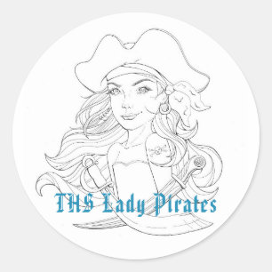 Redonda Lady Pirate Pegatina