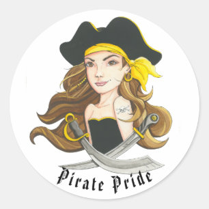 Redonda Lady Pirate Pegatina Round