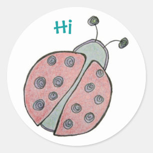 Redonda Ladybug "Hi" pegatina