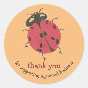 Redonda Ladybug pequeñas empresas gracias pegatina