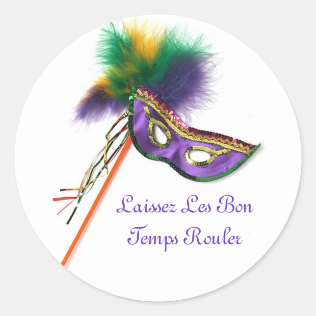 Redonda ¡Laissez Les Bon Temps Rouler! Pegatina (Anverso)