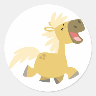 Redonda Laughing Personalizado Pony Pegatina