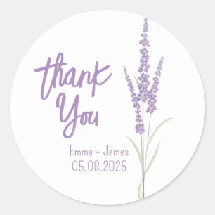 Redonda Lavender Gracias Pegatina