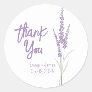 Redonda Lavender Gracias Pegatina