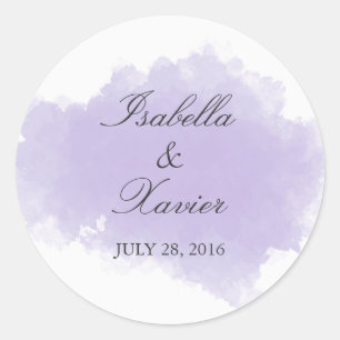 Redonda Lavender Mist Pegatina del favor de la boda