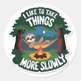 Redonda Lazy Campfire Sloth Pegatina | Funny Outdoor