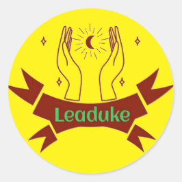 Redonda Leaduke Moon Pegatina Amarillo