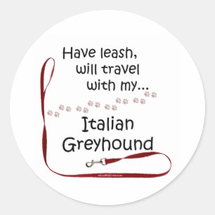 Redonda Leash de viaje de Greyhound italiano - Pegatina