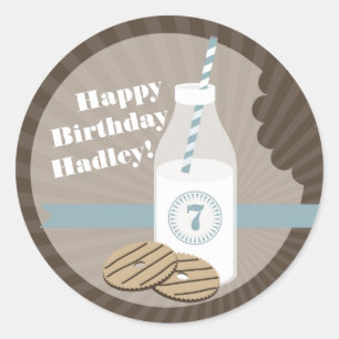 Redonda Leche + Pegatina del cumpleaños de las galletas