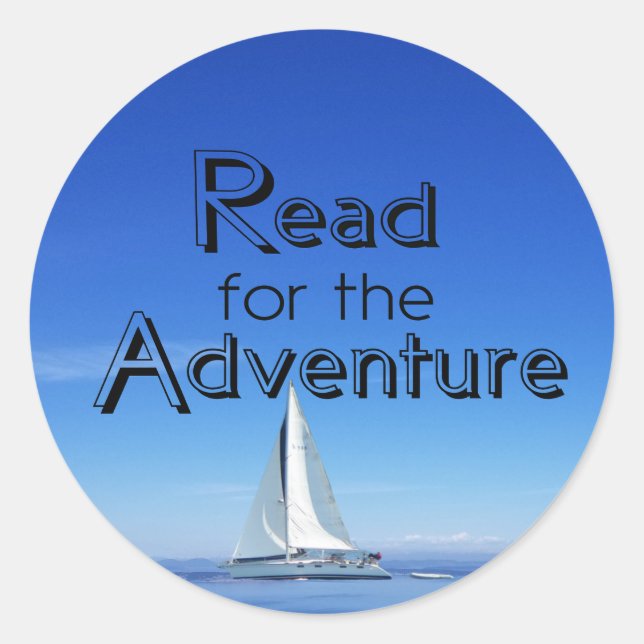 Redonda Leer para Adventure Sailboat & Ocean Pegatina (Anverso)