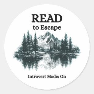 Redonda Leer para Escapar - Modo Introvertido: Pegatina Ac