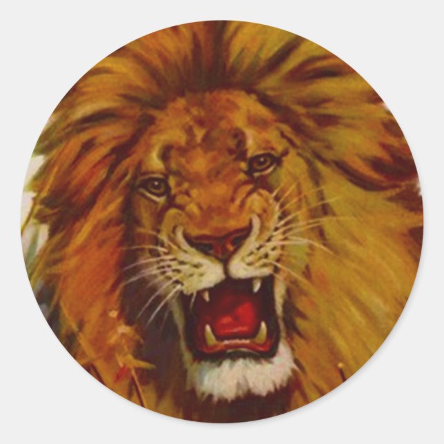 Redonda León de vida silvestre pegatina agita sarcásticas  (Anverso)