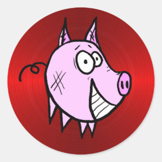 Redonda Les The Pig Big Red Pegatina