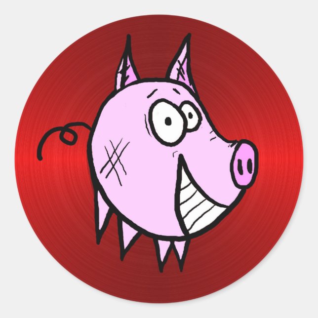 Redonda Les The Pig Big Red Pegatina (Anverso)