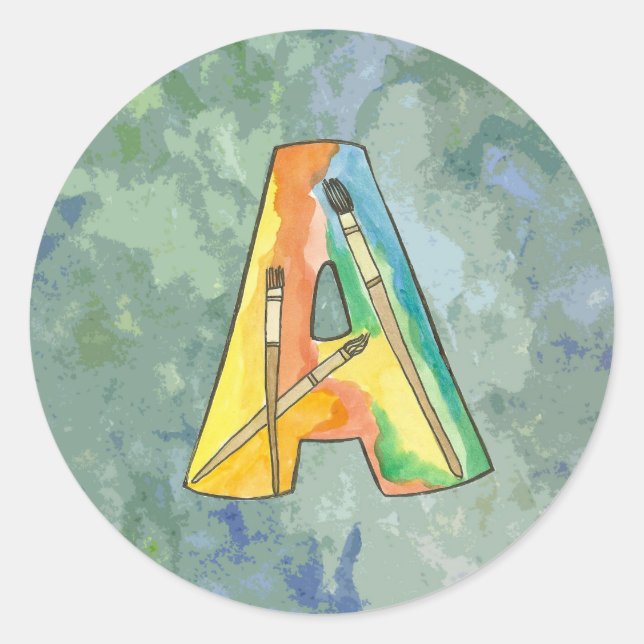 Redonda Letra a Pegatina de arte (Anverso)