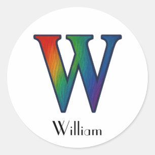 Redonda Letra colorida inicial Pegatina W