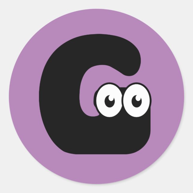 Redonda Letra googly G Pegatina redondo clásico (Anverso)