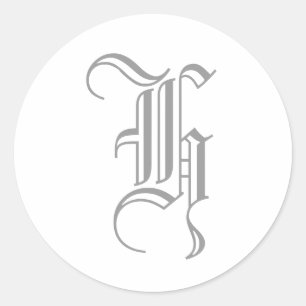 Redonda Letra H monograma Pegatina Inglés Gris Viejo