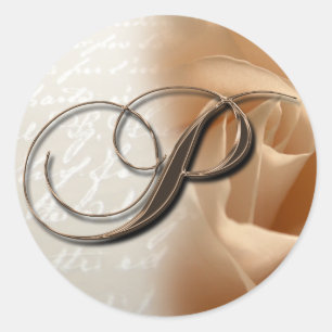 Redonda Letra monograma P Boda Pegatina sobre