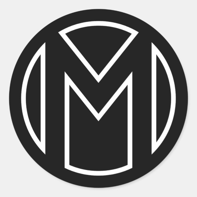 Redonda Letra negra de círculo Pegatina M (Anverso)