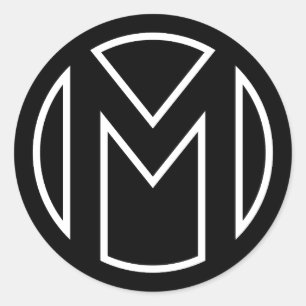 Redonda Letra negra de círculo Pegatina M