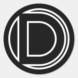 Redonda Letra negra del círculo Pegatina D