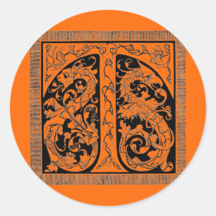 Redonda Letra T con Pegatina de dragones