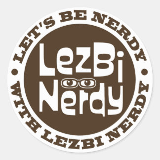 Redonda Lezbi Nerdy Pegatina