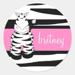 Redonda LGC   Una mímica caliente Pegatina cebra rosa clar