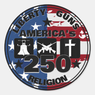 Redonda Liberty Armas Religión Pegatina de 250 unidades