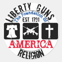 Liberty Guns Religion Round Pegatina