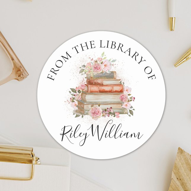 Redonda Libro de acuarela Pegatina floral rosa rosa (In situ)