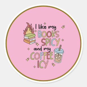 Redonda Libros románticos y pegatina de café