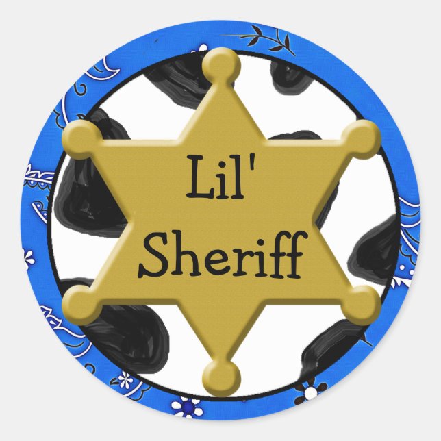 Redonda Lil Sheriff Badge Pegatina (Anverso)