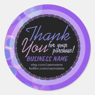 Redonda Lilac Bubbles Business Gracias Pegatina