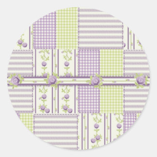 Redonda Lilac Rosa Quilt Pegatina
