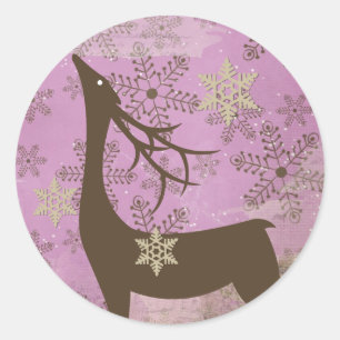 Redonda Lilac Snowflakes y Pegatina de la Ronda de Cerveza