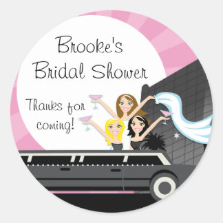 Redonda Limo Bridal Shower Pegatina