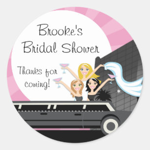 Redonda Limo Bridal Shower Pegatina