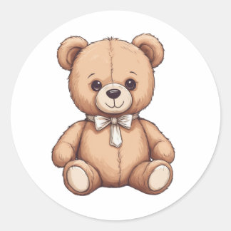 Redonda lindo oso de peluche lleva corbata pegatina