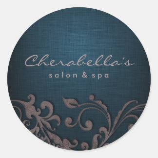 Redonda Linen Salon spa pegatina denim azul beige marrón