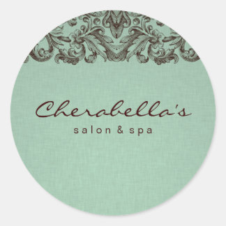 Redonda Linen Salon spa pegatina menta marrón 2
