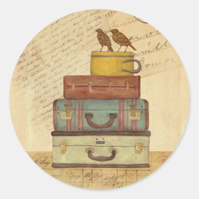 Redonda Listo Para Volar Amo Pegatina Aves (Anverso)