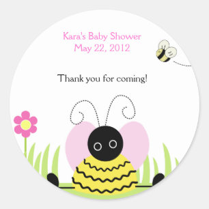 Redonda Little Bee Bumble Bebe Baby Shower Favor Pegatina