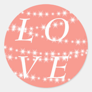 Redonda Living Coral Twinkle Lights LOVE Pegatina