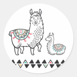 Redonda Llama Mama Pegatina