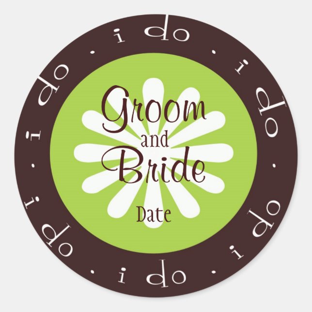 Redonda "lo hago" Pegatina Boda personalizado (Anverso)