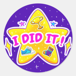 Redonda Lo Hice Pegatina De Ronda Clásica Azul