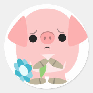 Redonda "Lo siento" Personalizado educada Pegatina Piglet